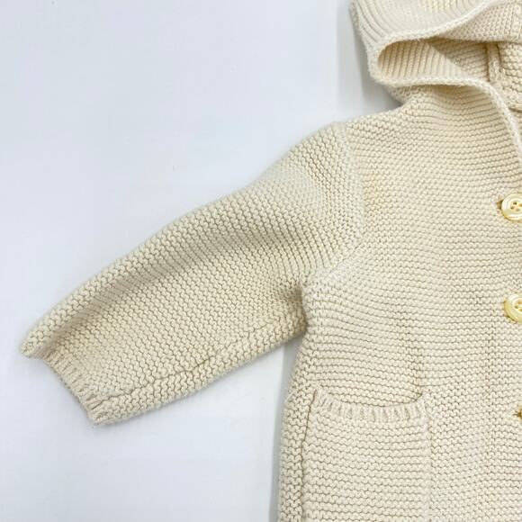 Baby GAP Beige Bear Ears Hood Button Up Cardigan Size 3-6 M - Picture 4 of 8